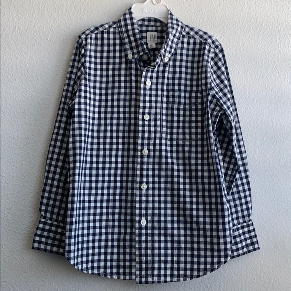 Boys Blue Checkered Gap Button Up Shirt